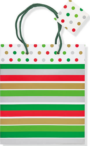 Deluxe Gift Bag Holiday Stripes and Dots