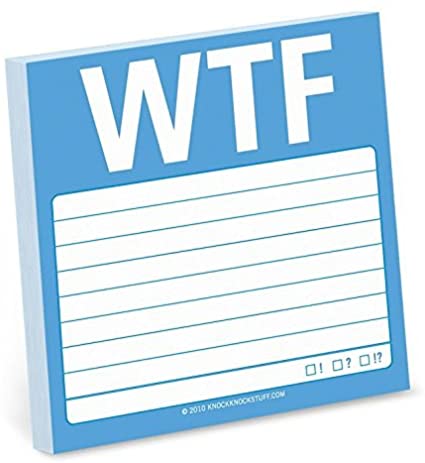 1-Count Knock Knock WTF Sticky Notes, Memo Sticky Notepad, 3 x 3-inches