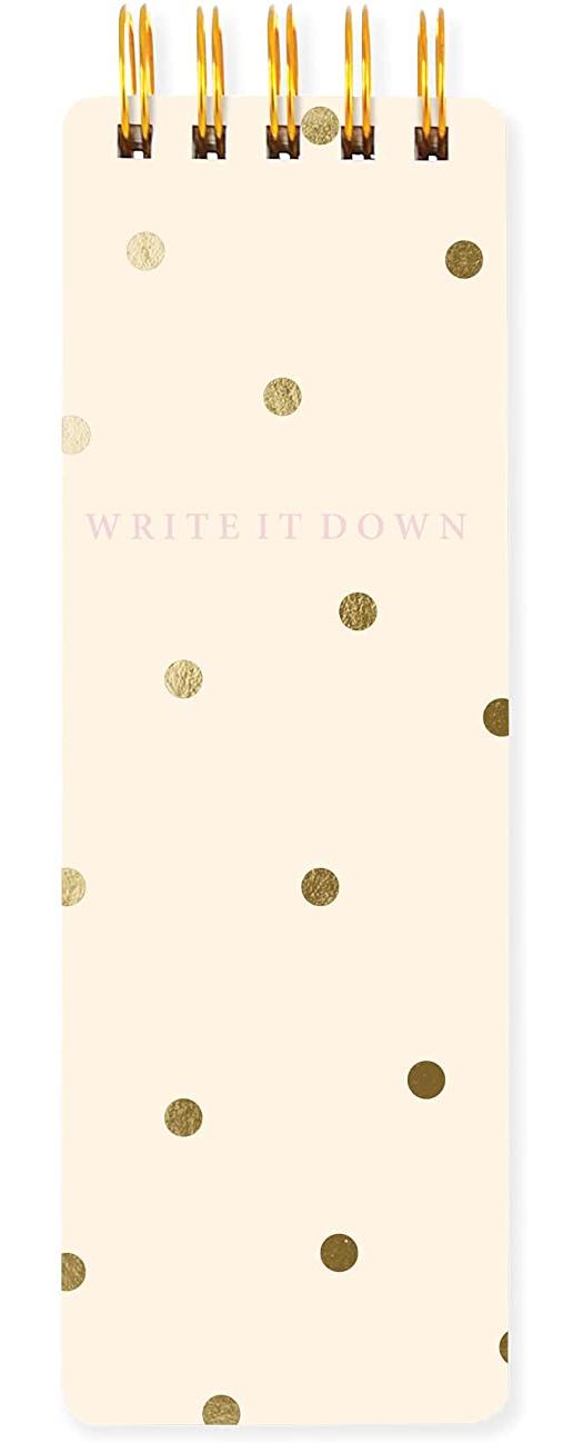 Graphique Reporter Journal, Cream Polka Dot, Embellished Gold Foil Portable Notebook, 150 Lined Sheets, 3&quot; x 8.75&quot; - Perfect for Note Taking, List Making and Much More (WLP173)