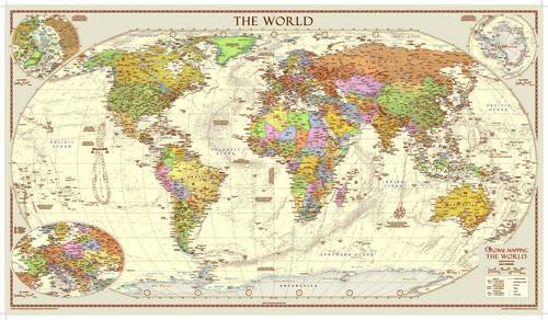Antique Style World Map: Medium 1:40,000