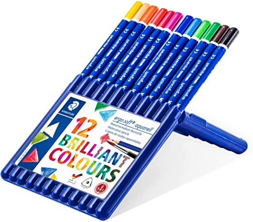 Staedtler ErgoSoft Aquarell Watercolor Pencils, Assorted Colors, Set of 12