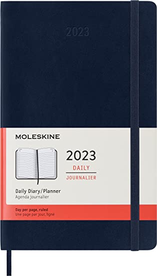 Moleskine Classic 12 Month 2023 Daily Planner, Soft Cover, Large (5&quot; x 8.25&quot;), Sapphire Blue