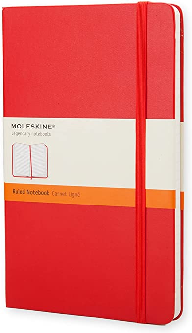 Moleskine Classic Notebook, Hard Cover, Large (5&quot; x 8.25&quot;) Ruled/Lined, Scarlet Red, 240 Pages