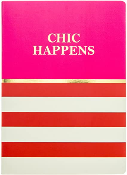 Graphique&quot;Chic Happens&quot; Soft Cover Journal w/Gold Foil Embellished Cover and&quot;Chic Happens&quot; Message, Fun, Durable Notebook for Notes, Lists, Recipes, and More, 200 Ruled Pages, 6&quot; x 8.25&quot; x .5&quot;