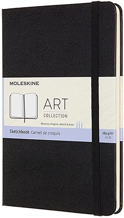 Moleskine Art Sketchbook, Hard Cover, Medium (4.5&quot; x 7&quot;) Plain/Blank, Black, 88 Pages