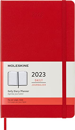 Moleskine Classic 12 Month 2023 Daily Planner, Hard Cover, Large (5&quot; x 8.25&quot;), Scarlet Red