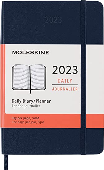 Moleskine 2023 Daily Planner, 12M, Pocket, Sapphire Blue, Soft Cover (3.5 x 5.5)