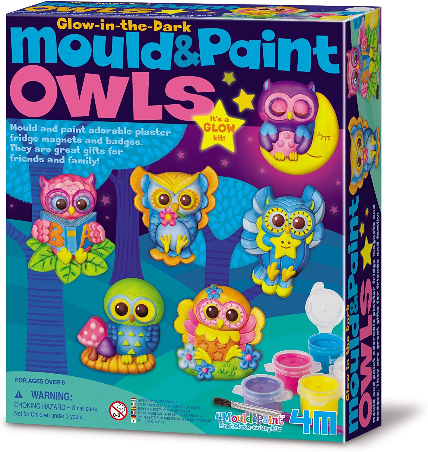 4M Mould &amp; Paint Glow Owls
