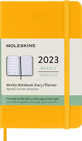 Moleskine Classic 12 Month 2023 Weekly Planner, Hard Cover, Pocket (3.5&quot; x 5.5&quot;), Orange Yellow