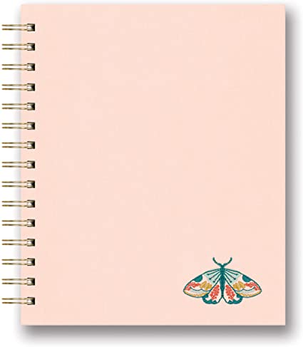 Embroidery Tabbed Spiral Notebook Floral Moth