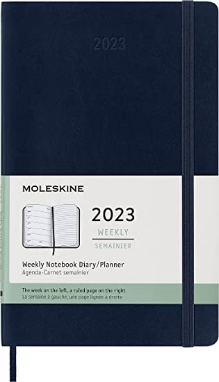 Moleskine Classic 12 Month 2023 Weekly Planner, Soft Cover, Large (5&quot; x 8.25&quot;), Sapphire Blue