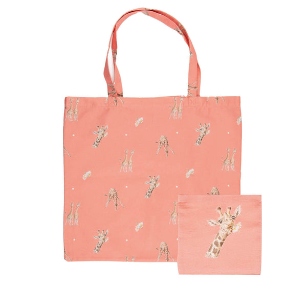 wrendale Giraffe & Flowers Foldable Shopping Bag bookazine