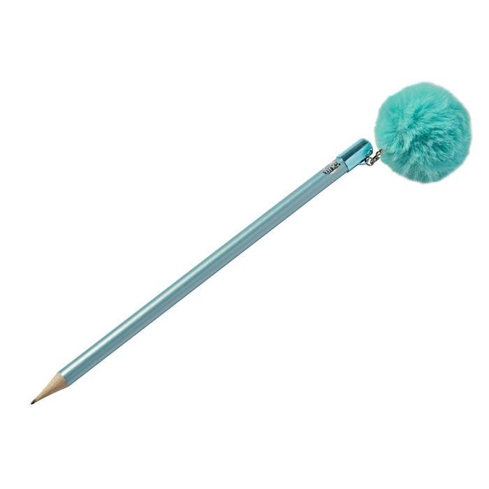 Large Pom Pom Charm Pencil - Blue