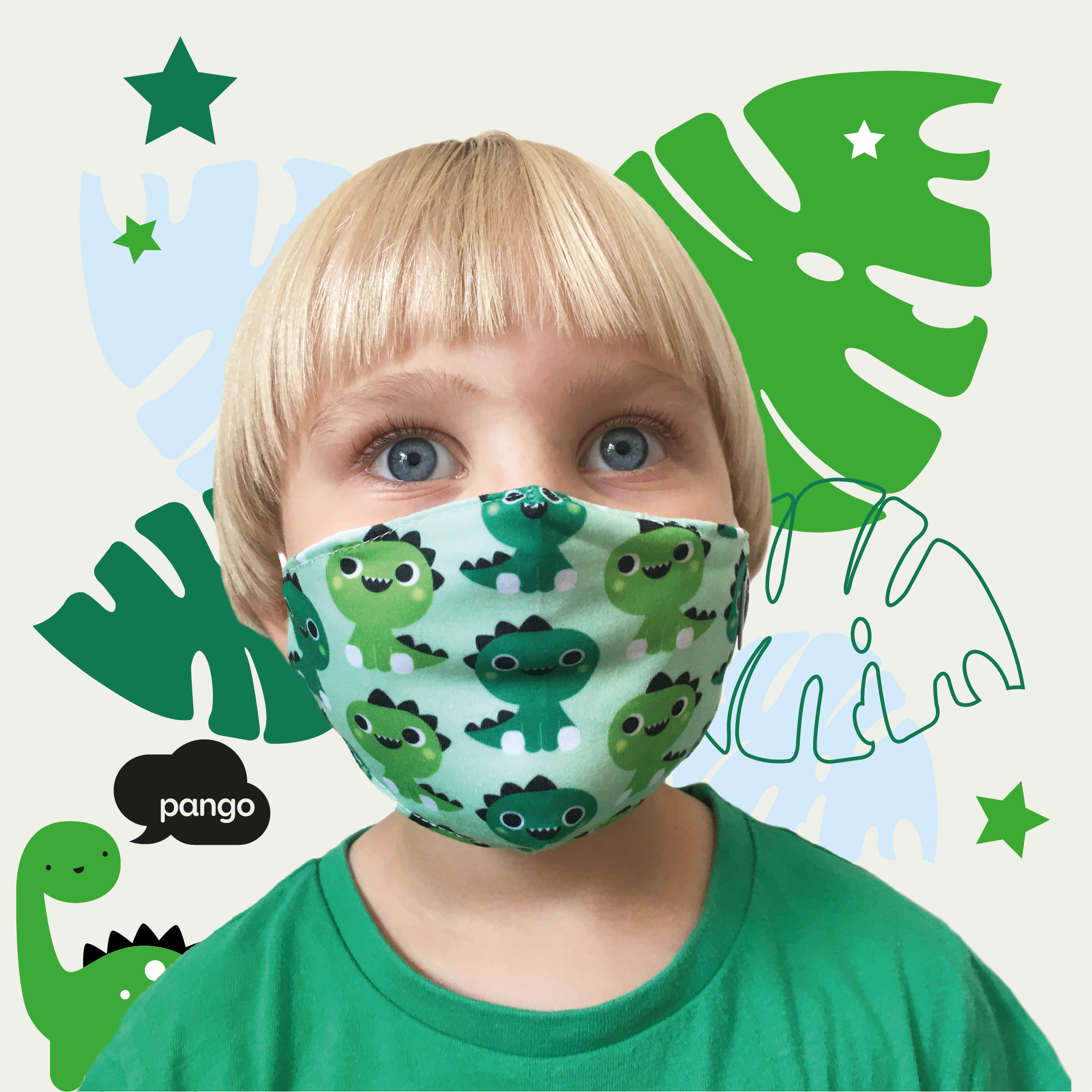 Reusable Cloth Mask for Kids - Dinosaur