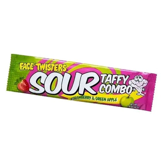 FACE TWISTERS SBERRY GREEN APPLE SOUR TAFFY 1.4OZ