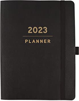 Graphique 2023 Business Planner | 18 Month Organizer, July 2022-Dec. 2023 | Weekly & Monthly Spreads | To-Do List & Note Pages | Pocket & Pen Loop | Vegan Leather | Black | 6 x 8