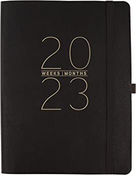 Graphique 2023 Business Planner | 18 Month Organizer, July 2022-Dec. 2023 | Weekly & Monthly Spreads | To-Do List & Note Pages | Pocket & Pen Loop | Vegan Leather | Black | 8 x 10