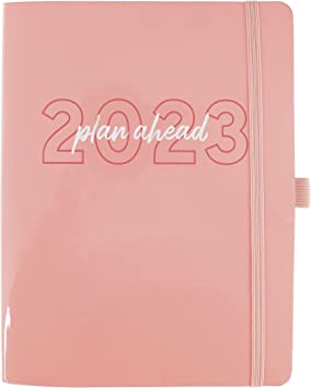 Graphique 2023 Business Planner | 18 Month Organizer, July 2022-Dec. 2023 | Weekly & Monthly Spreads | To-Do List & Note Pages | Pocket & Pen Loop | Vegan Leather | Glossy Pink | 6 x 8
