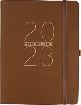 Graphique 2023 Business Planner | 18 Month Organizer, July 2022-Dec. 2023 | Weekly &amp; Monthly Spreads | To-Do List &amp; Note Pages | Pocket &amp; Pen Loop | Vegan Leather | Taupe | 8 x 10