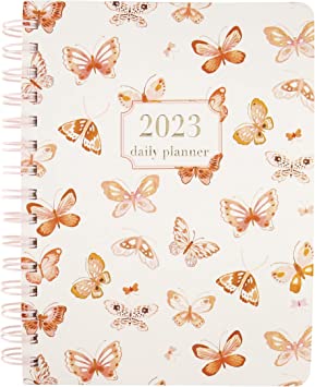 Graphique 2023 Spiral Vegan Leather Planner | 18 Month Organizer July 2022-Dec. 2023 | Weekly & Monthly Spreads | To-Do & Note List | Reference Tabs | Reminder Stickers | Butterfly Flight | 6 x 8