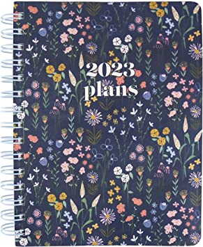 Graphique 2023 Spiral Vegan Leather Planner | 18 Month Organizer July 2022-Dec. 2023 | Weekly &amp; Monthly Spreads | To-Do &amp; Note List | Reference Tabs | Reminder Stickers | Navy Floral | 6 x 8