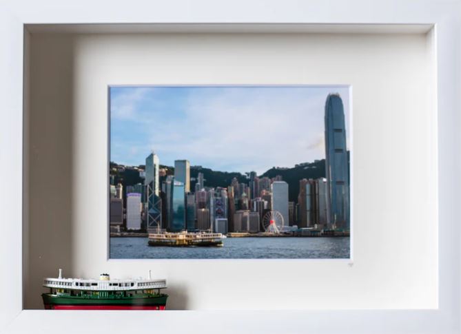 Hong Kong Skyline Ferry 3D Print With White Frame | Bookazine HK
