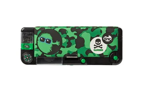 Hugga Camo Snap Compartment Pencil Case - Green