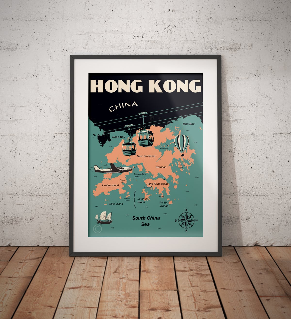 Hong Kong Map Fine Art Print | Bookazine HK