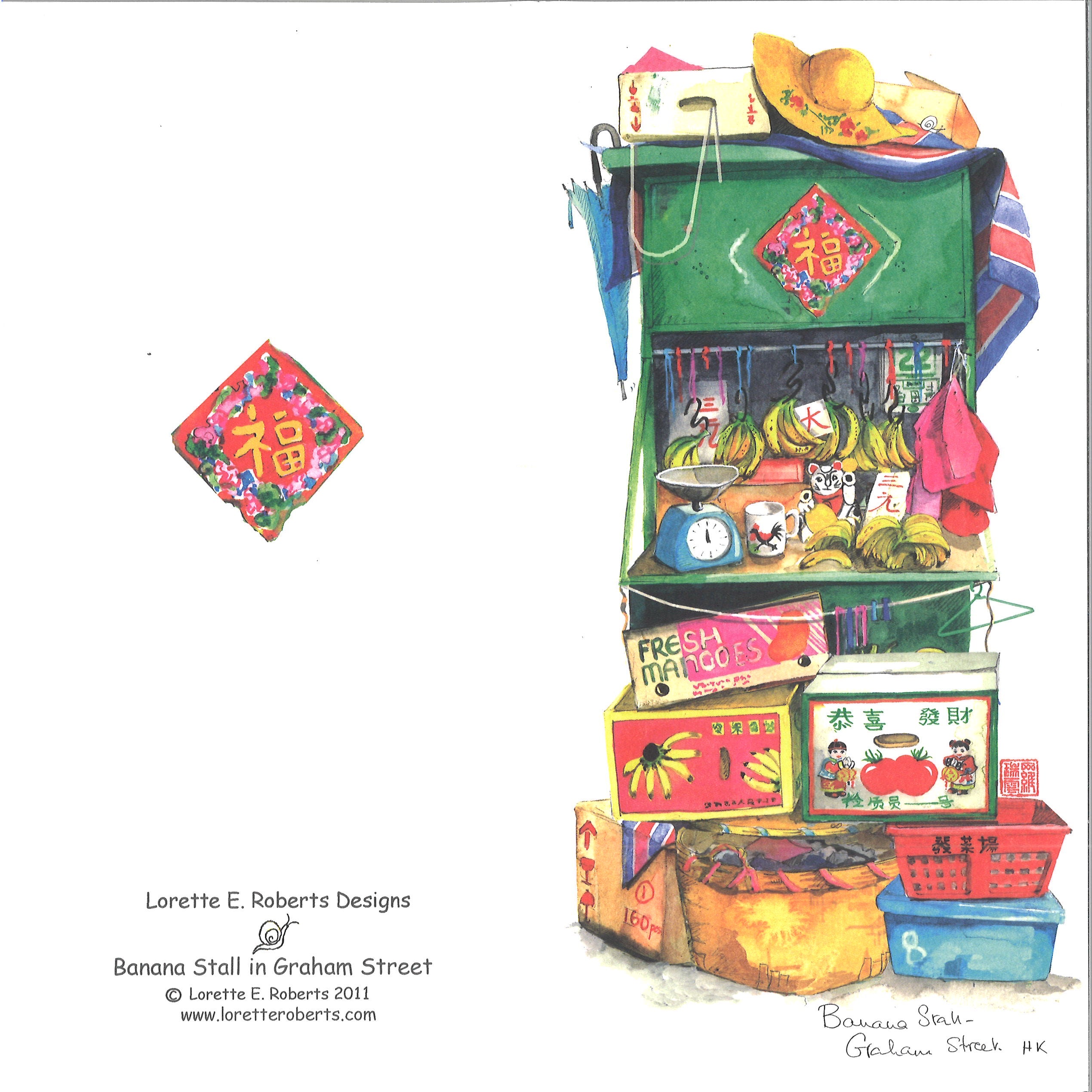 Banana Stall in Graham Street (Lorette E. Roberts) - Bookazine HK