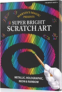 Marvin&#39;s Magic - Super Bright Scratch Art - x48 Premium Magic Scratch Boards - Scratch Art Kit with Black Scratch Paper &amp; Rainbow Scratch Paper - Scratch Art for Kids