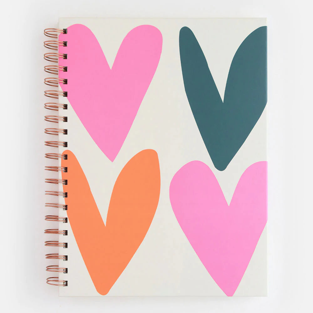 Joy Hearts A4 Spiral Hardback Notebook