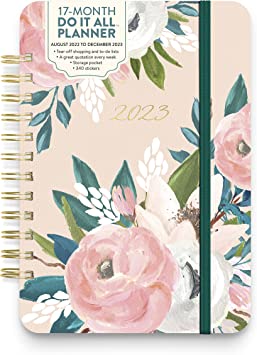 Orange Circle Studio Do It All 2022-2023 Weekly Planner - 17-Month Wire-O Bound Calendar Book with Week-Per-Spread View & Tear-Off To-Do Lists - Bella Flora