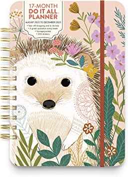 Orange Circle Studio Do It All 2022-2023 Weekly Planner - 17-Month Wire-O Bound Calendar Book with Week-Per-Spread View & Tear-Off To-Do Lists - Garden Hedgehog