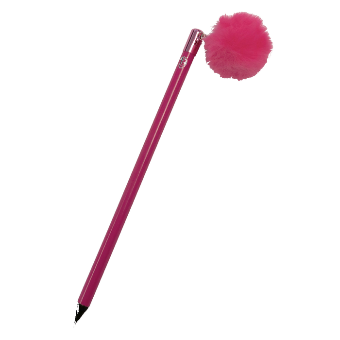 Large Pom Pom Charm Pencil - Pink