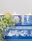 Portus Cale Gold & Blue Candle Set Of 3