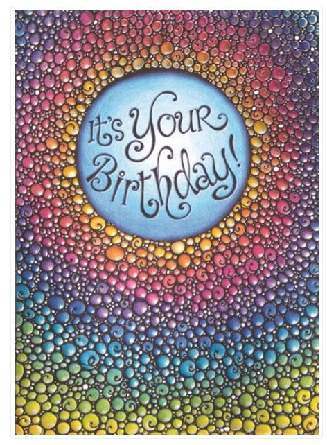 Metallic Rainbow Swirls Birthday Card
