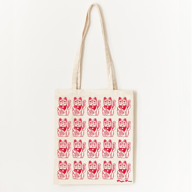Red Lucky Cat Canvas Tote Bag | Bookazine HK