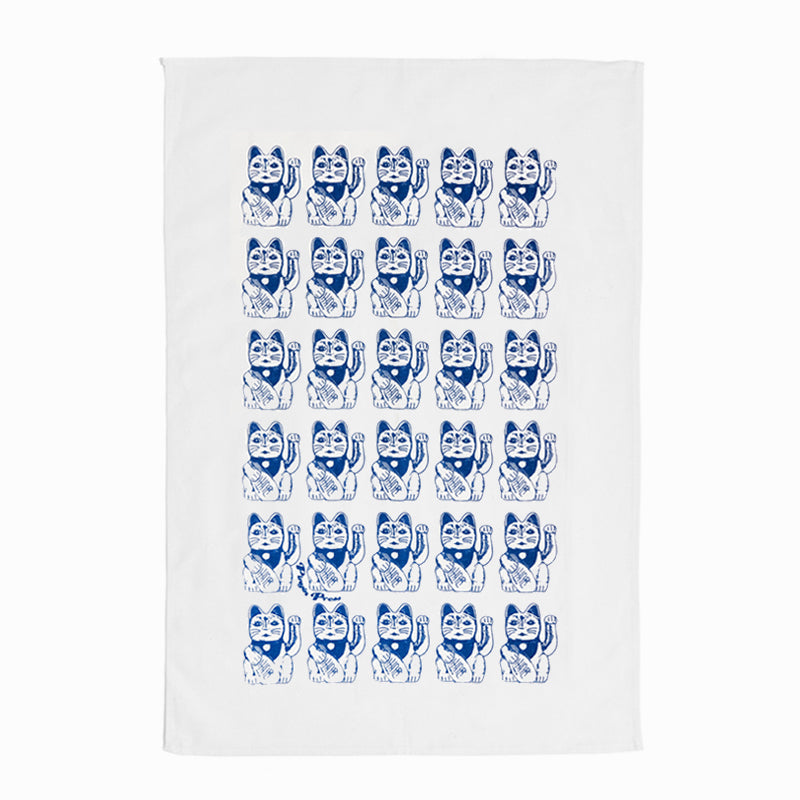 Blue Lucky Cat Tea Towel - Bookazine HK