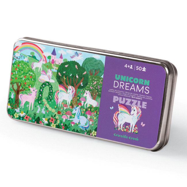 CROCODILE CREEK UNICORN DREAMS PUZZLE TIN  50PCS BOOKAZINE