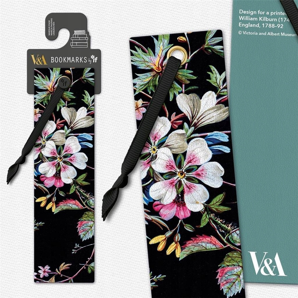 V&A Black Floral Bookmark | Bookazine HK