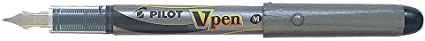 Pilot VPen Disposable Fountain Pen Silver Barrel 0.58 mm Tip - Black, Single Pen