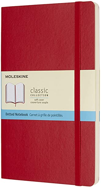 Moleskine Classic Notebook, Soft Cover, Large (5&quot; x 8.25&quot;) Dotted, Scarlet Red, 192 pages