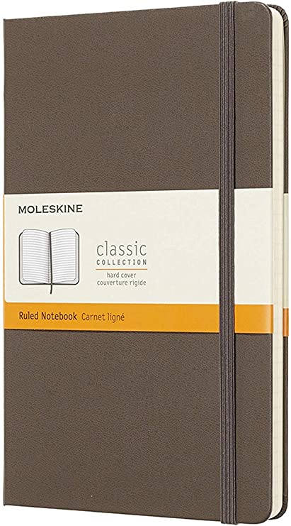 Moleskine Classic Notebook, Hard Cover, Large (5&quot; x 8.25&quot;) Ruled/Lined, Earth Brown, 240 Pages