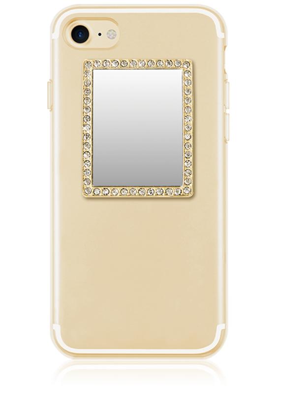 IDecoz Rectangle Selfie Mirror - Gold with Clear Crystals