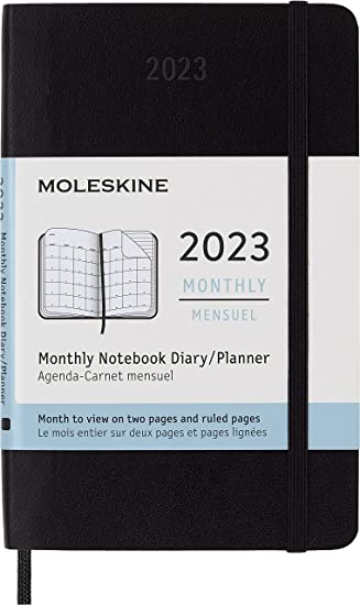Moleskine Classic 12 Month 2023 Monthly Planner, Soft Cover, Pocket (3.5&quot; x 5.5&quot;), Black