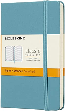 Moleskine Classic Notebook, Hard Cover, Pocket (3.5&quot; x 5.5&quot;) Ruled/Lined, Reef Blue, 192 Pages