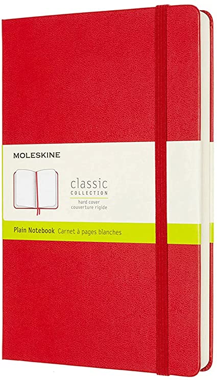 Moleskine Classic Expanded Notebook, Hard Cover, Large (5&quot; x 8.25&quot;) Plain/Blank, Red, 400 Pages