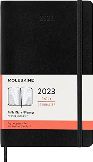 Moleskine Classic 12 Month 2023 Daily Planner, Soft Cover, Large (5&quot; x 8.25&quot;), Black