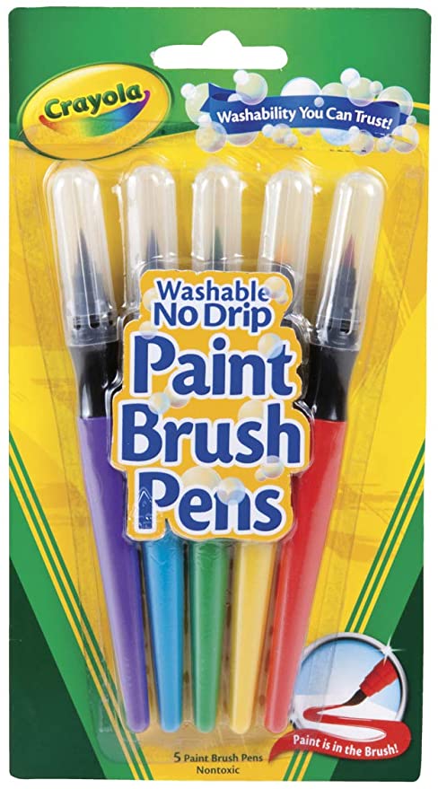 Crayola Washable Paint Brush Pens, No Drip, Kids Paint Set, Stocking Stuffers, Gift, 5 Count