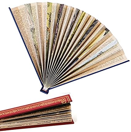 IF Book Fan - Red Fan, Antique Book Pages